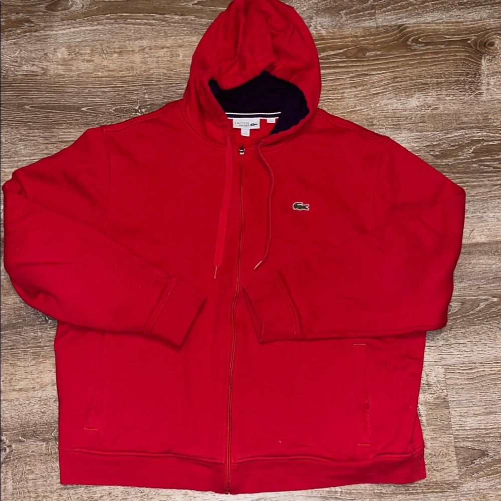Lacoste Vibrant Red Zip-Up Hoodie